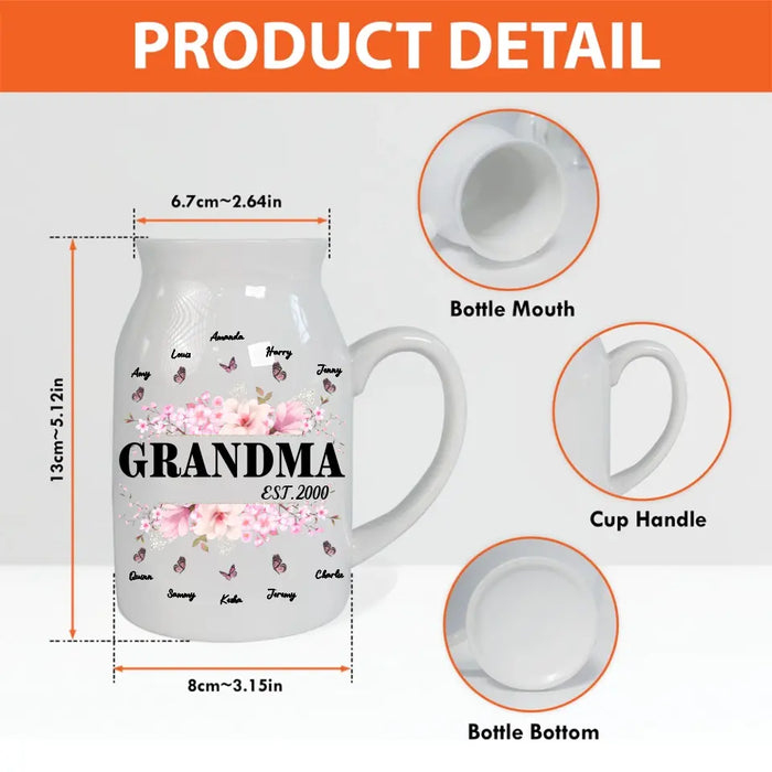 Personalized Grandma/Mom Flower Vase - Up to 5 Children & 10 Grandkids - Mother's Day Gift Idea For Grandma/Mom
