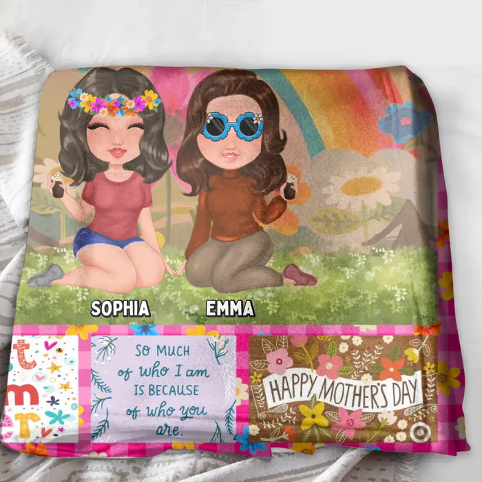 Personalized Mom & Daughter Quilt/Fleece Throw Blanket - Mother's Day Gift Idea To Mom - Mother And Daughter A Bond That Can Never Be Broken