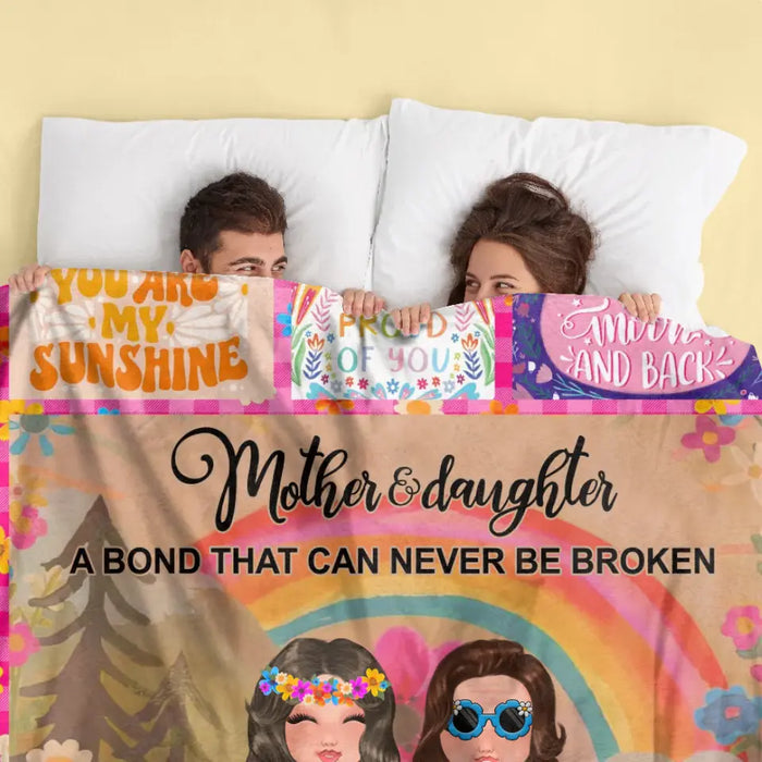 Personalized Mom & Daughter Quilt/Fleece Throw Blanket - Mother's Day Gift Idea To Mom - Mother And Daughter A Bond That Can Never Be Broken
