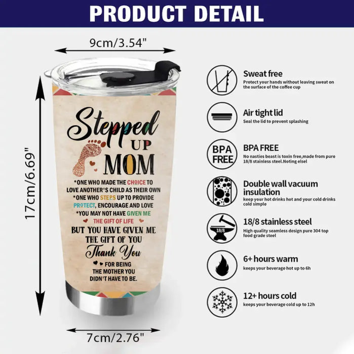 Personalized Stepped Up Mom Tumbler - Up to 4 People - Gift Idea For Mother's Day - Happy Mother's Day From The Kids You Inherited