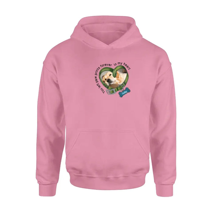 Personalized Dog Collar Shirt/Hoodie - Upload Photo - Gift Idea For Dog Lover/Mother's Day/Father's Day - You Left Paw Prints Forever In My Heart