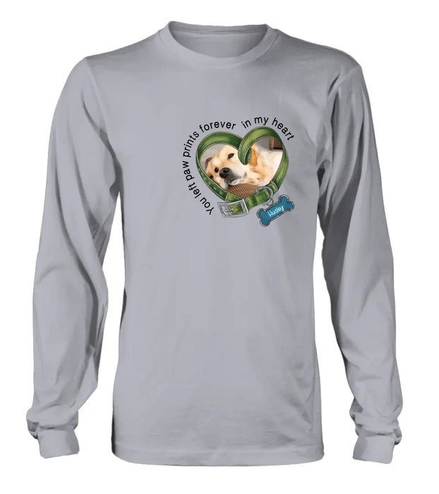 Personalized Dog Collar Shirt/Hoodie - Upload Photo - Gift Idea For Dog Lover/Mother's Day/Father's Day - You Left Paw Prints Forever In My Heart