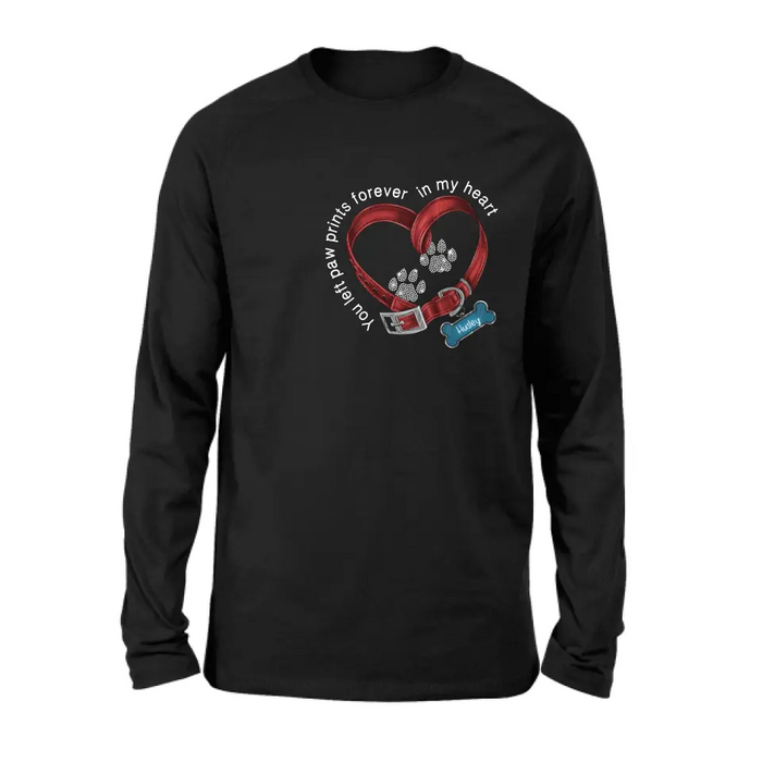 Personalized Dog Paw Prints T-shirt/Hoodie - Memorial Gift Idea For Dog Lover/Father's Day/Mother's Day - You Left Paw Prints Forever In My Heart