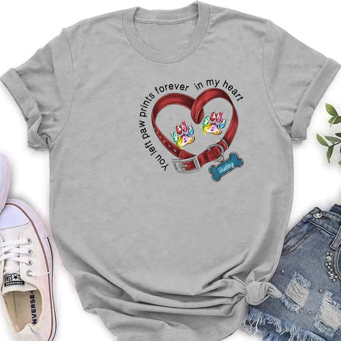 Personalized Dog Collar Rainbow Print Shirt/Hoodie - Gift Idea For Dog Lover/Mother's Day/Father's Day - You Left Paw Prints Forever In My Heart