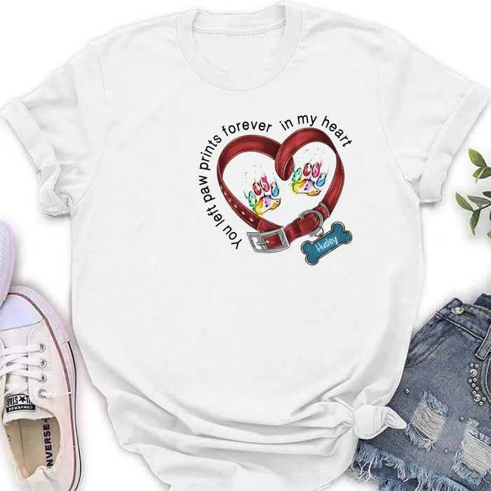 Personalized Dog Collar Rainbow Print Shirt/Hoodie - Gift Idea For Dog Lover/Mother's Day/Father's Day - You Left Paw Prints Forever In My Heart