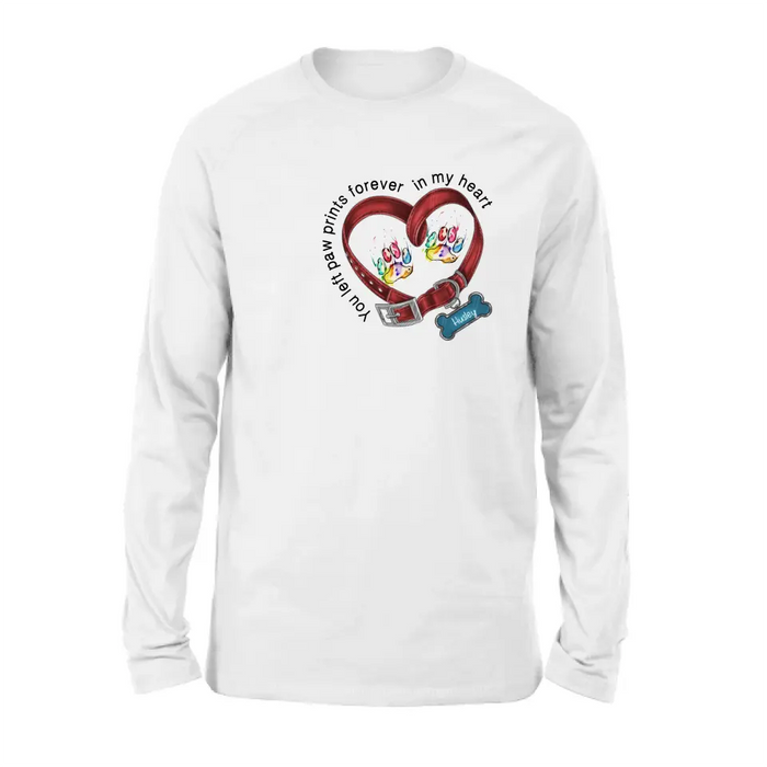 Personalized Dog Collar Rainbow Print Shirt/Hoodie - Gift Idea For Dog Lover/Mother's Day/Father's Day - You Left Paw Prints Forever In My Heart
