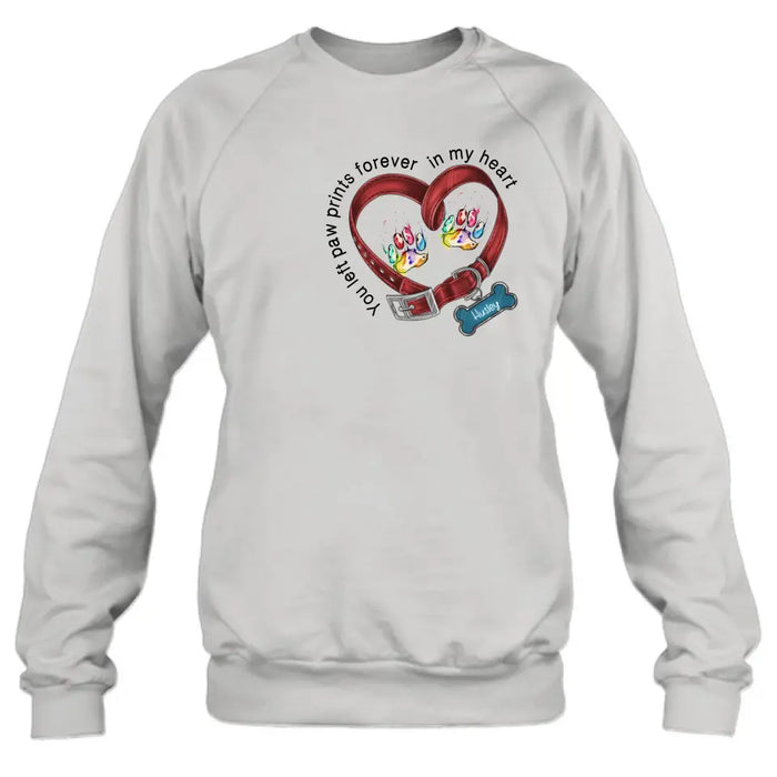 Personalized Dog Collar Rainbow Print Shirt/Hoodie - Gift Idea For Dog Lover/Mother's Day/Father's Day - You Left Paw Prints Forever In My Heart