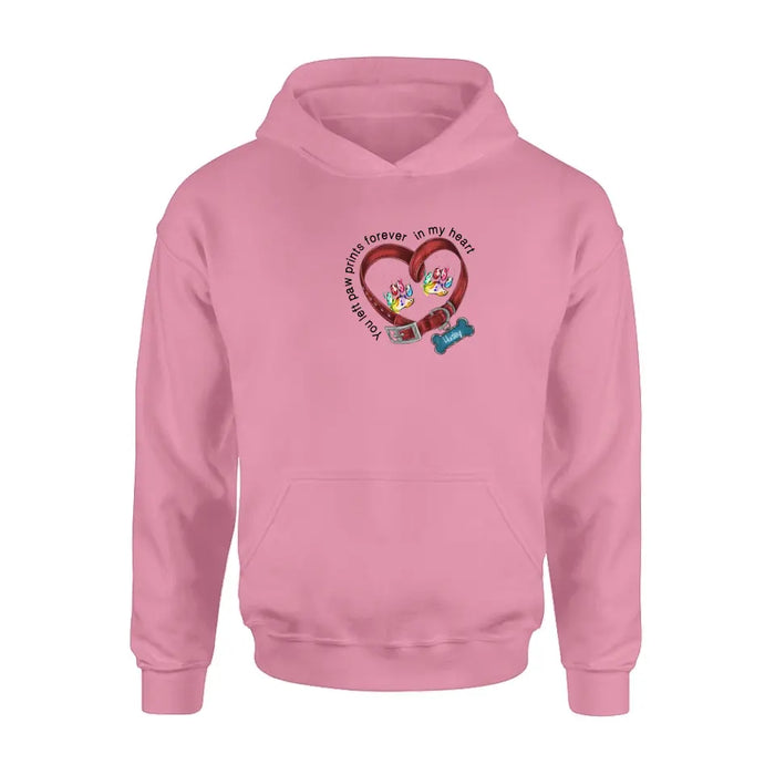 Personalized Dog Collar Rainbow Print Shirt/Hoodie - Gift Idea For Dog Lover/Mother's Day/Father's Day - You Left Paw Prints Forever In My Heart