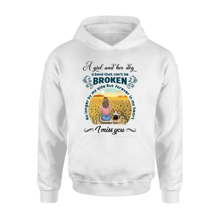 Personalized Pet Mom Shirt/Hoodie - Gift Idea For Dog/Cat Lover/Mother's Day - Up to 4 Pets - A Girl And Her Dog A Bond That Can't Be Broken