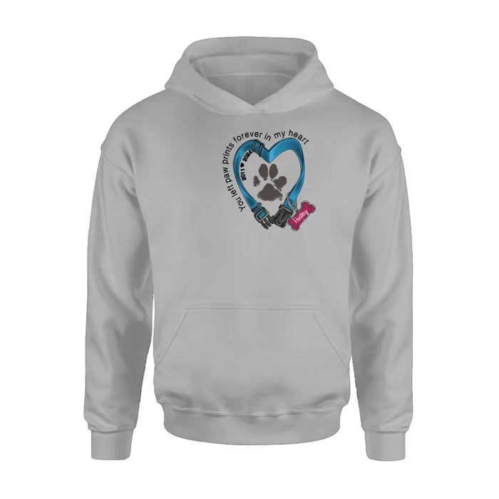 Personalized Dog Collar Rainbow Print Shirt/Hoodie - Gift Idea For Dog Lover/Mother's Day/Father's Day - The Road To My Heart Is Paved With Paw Prints