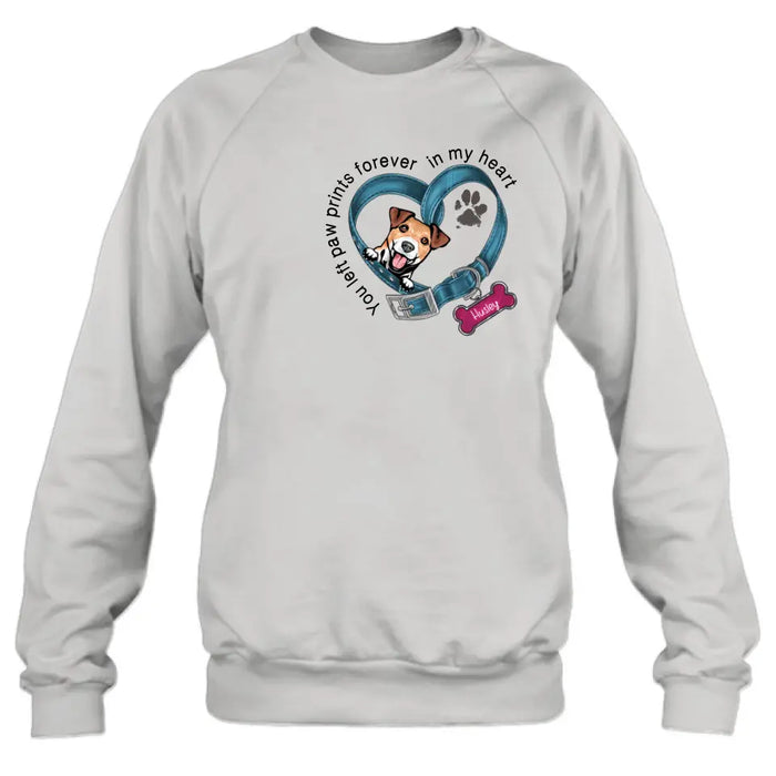 Personalized Dog Collar Shirt/Hoodie - Memorial Gift Idea For Dog Lover/Mother's Day/Father's Day - You Left Paw Prints Forever In My Heart