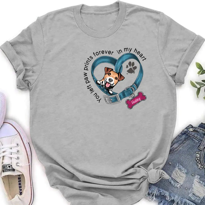 Personalized Dog Collar Shirt/Hoodie - Memorial Gift Idea For Dog Lover/Mother's Day/Father's Day - You Left Paw Prints Forever In My Heart