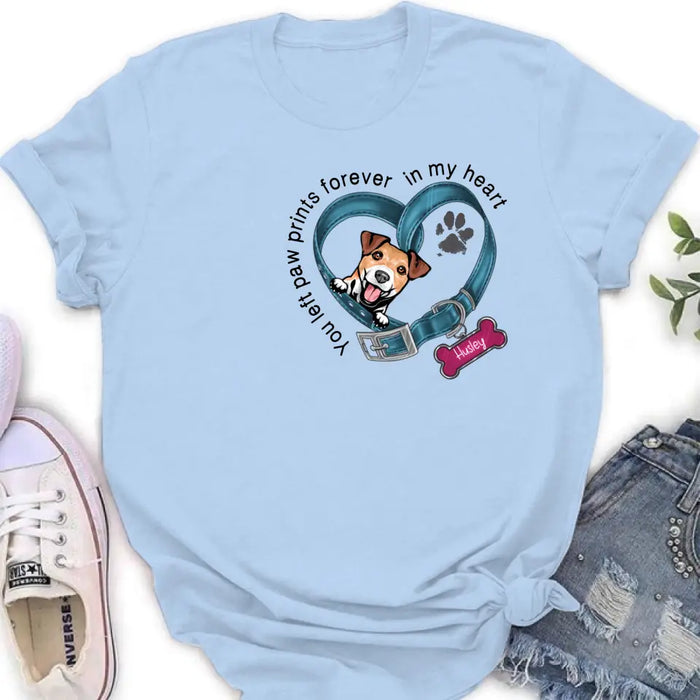 Personalized Dog Collar Shirt/Hoodie - Memorial Gift Idea For Dog Lover/Mother's Day/Father's Day - You Left Paw Prints Forever In My Heart