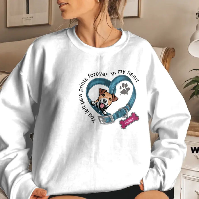 Personalized Dog Collar Sweater - Memorial Gift Idea For Dog Lover/Mother's Day/Father's Day - You Left Paw Prints Forever In My Heart