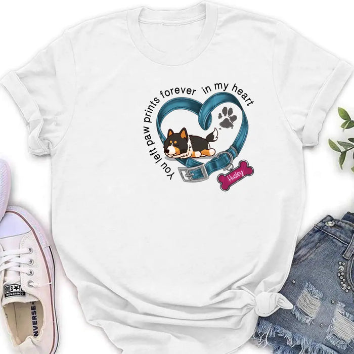 Personalized Memorial Dog Collar Shirt/Hoodie - Gift Idea For Dog Lover/Mother's Day/Father's Day - You Left Paw Prints Forever In My Heart