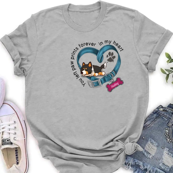 Personalized Memorial Dog Collar Shirt/Hoodie - Gift Idea For Dog Lover/Mother's Day/Father's Day - You Left Paw Prints Forever In My Heart