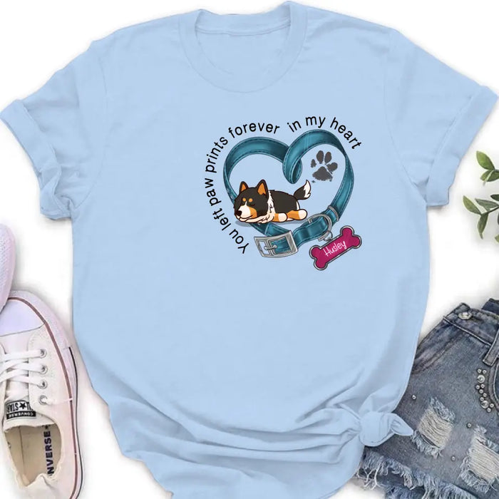 Personalized Memorial Dog Collar Shirt/Hoodie - Gift Idea For Dog Lover/Mother's Day/Father's Day - You Left Paw Prints Forever In My Heart