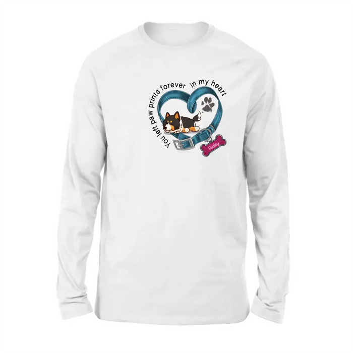 Personalized Memorial Dog Collar Shirt/Hoodie - Gift Idea For Dog Lover/Mother's Day/Father's Day - You Left Paw Prints Forever In My Heart