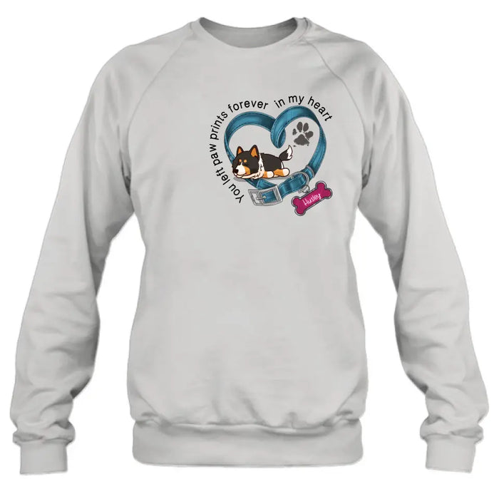 Personalized Memorial Dog Collar Shirt/Hoodie - Gift Idea For Dog Lover/Mother's Day/Father's Day - You Left Paw Prints Forever In My Heart