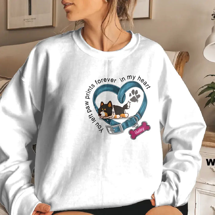 Personalized Memorial Dog Collar Sweater - Memorial Gift Idea For Dog Lover/Mother's Day/Father's Day - You Left Paw Prints Forever In My Heart