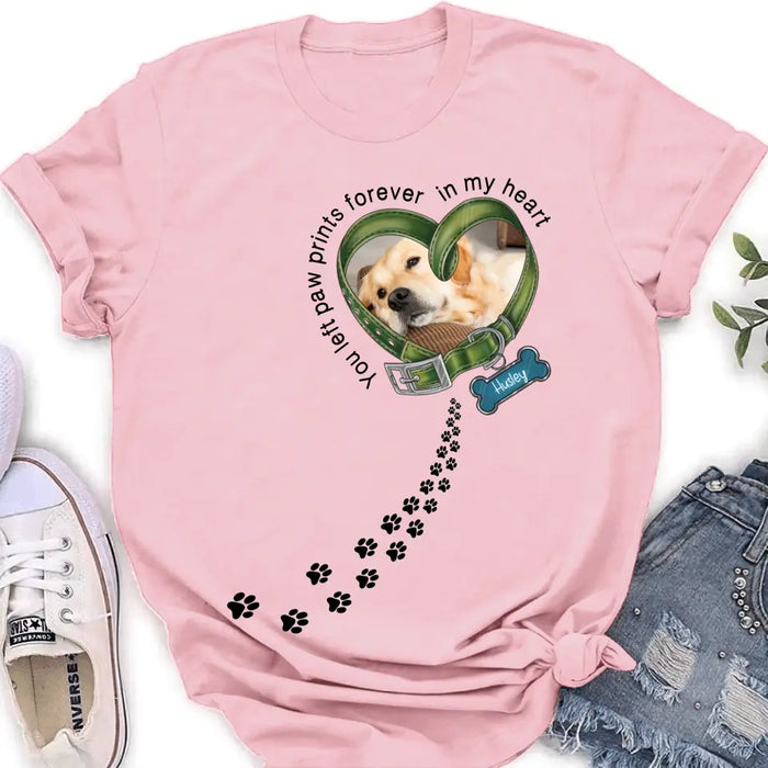 Personalized Dog Photo Shirt/Hoodie - Gift Idea For Dog Lover/Mother's Day/Father's Day - You Left Paw Prints Forever In My Heart