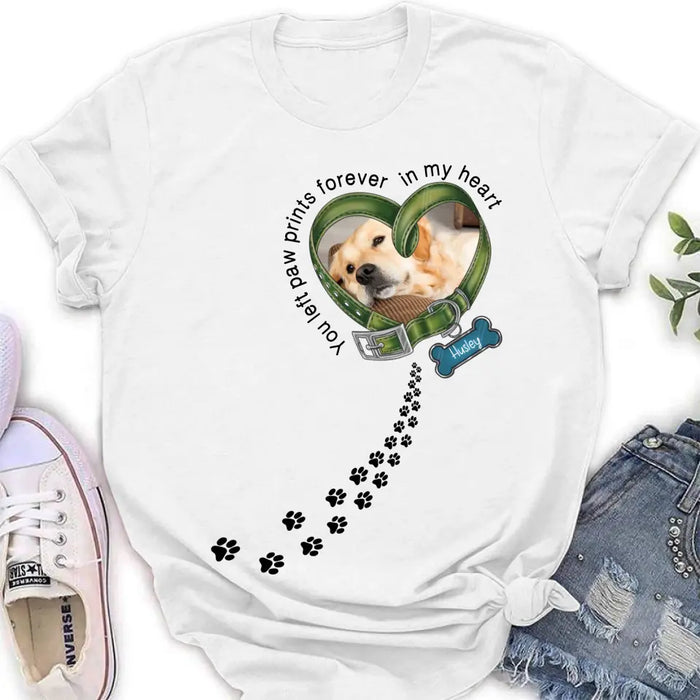 Personalized Dog Photo Shirt/Hoodie - Gift Idea For Dog Lover/Mother's Day/Father's Day - You Left Paw Prints Forever In My Heart