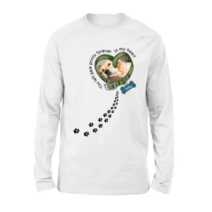 Personalized Dog Photo Shirt/Hoodie - Gift Idea For Dog Lover/Mother's Day/Father's Day - You Left Paw Prints Forever In My Heart