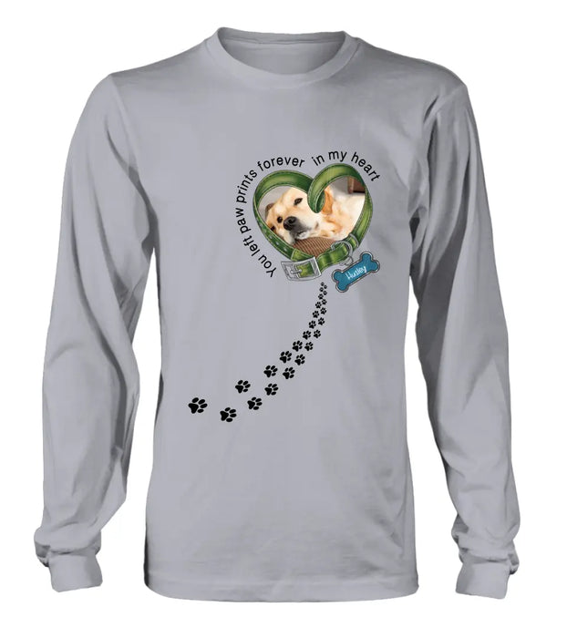 Personalized Dog Photo Shirt/Hoodie - Gift Idea For Dog Lover/Mother's Day/Father's Day - You Left Paw Prints Forever In My Heart
