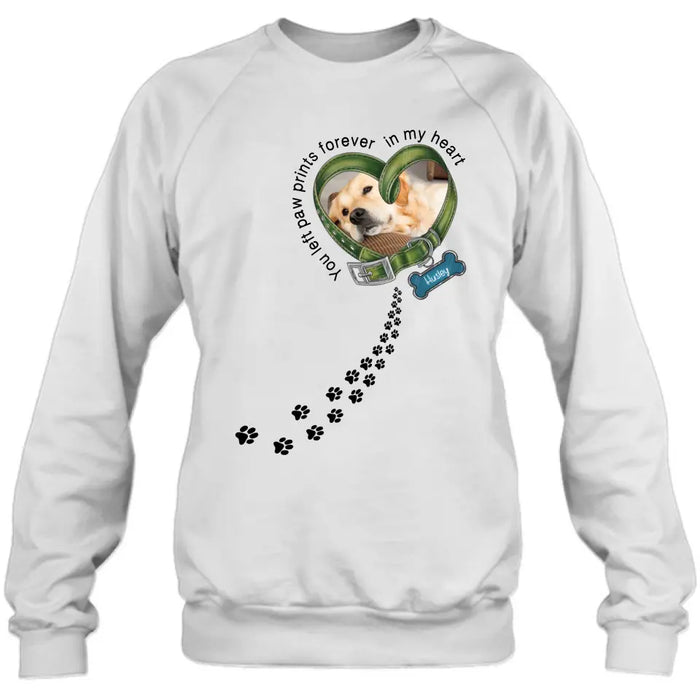 Personalized Dog Photo Shirt/Hoodie - Gift Idea For Dog Lover/Mother's Day/Father's Day - You Left Paw Prints Forever In My Heart