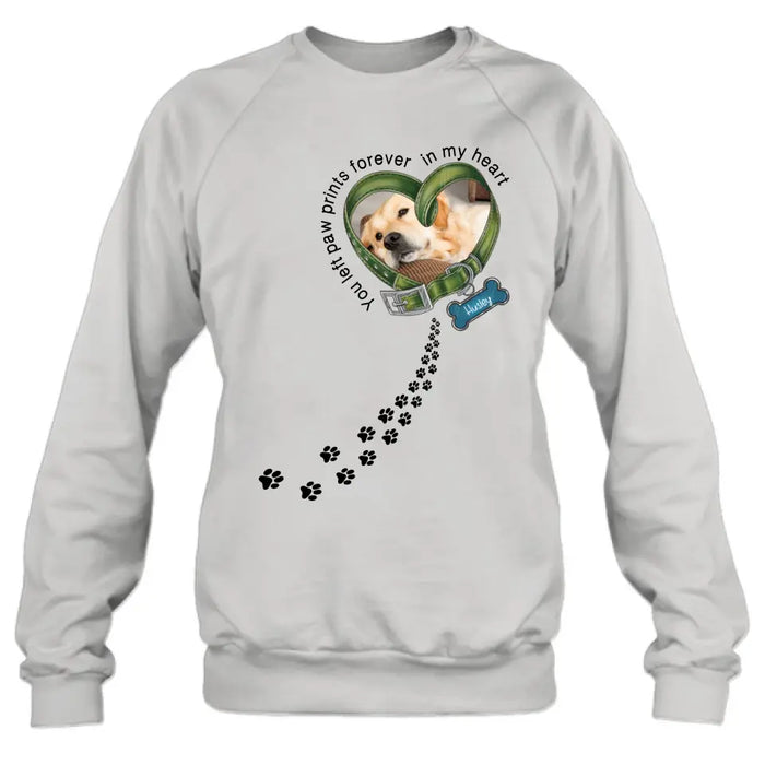 Personalized Dog Photo Shirt/Hoodie - Gift Idea For Dog Lover/Mother's Day/Father's Day - You Left Paw Prints Forever In My Heart