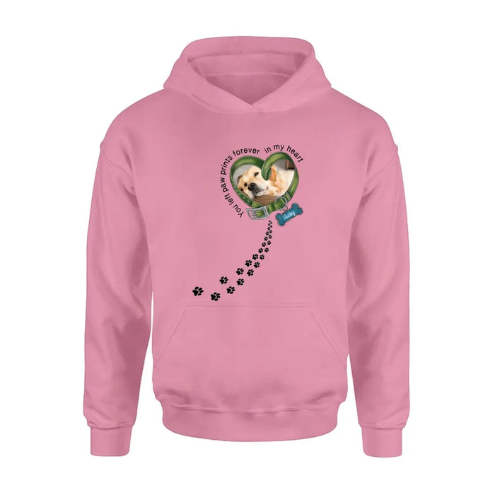 Personalized Dog Photo Shirt/Hoodie - Gift Idea For Dog Lover/Mother's Day/Father's Day - You Left Paw Prints Forever In My Heart