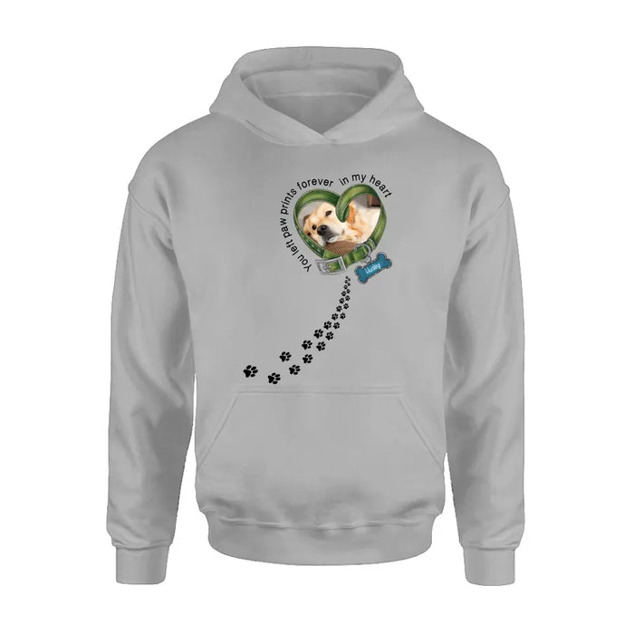 Personalized Dog Photo Shirt/Hoodie - Gift Idea For Dog Lover/Mother's Day/Father's Day - You Left Paw Prints Forever In My Heart