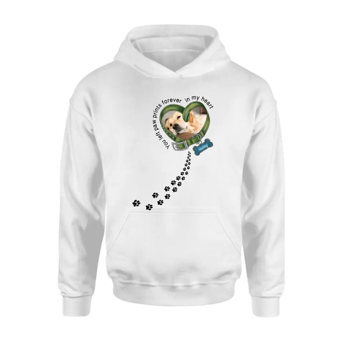 Personalized Dog Photo Shirt/Hoodie - Gift Idea For Dog Lover/Mother's Day/Father's Day - You Left Paw Prints Forever In My Heart