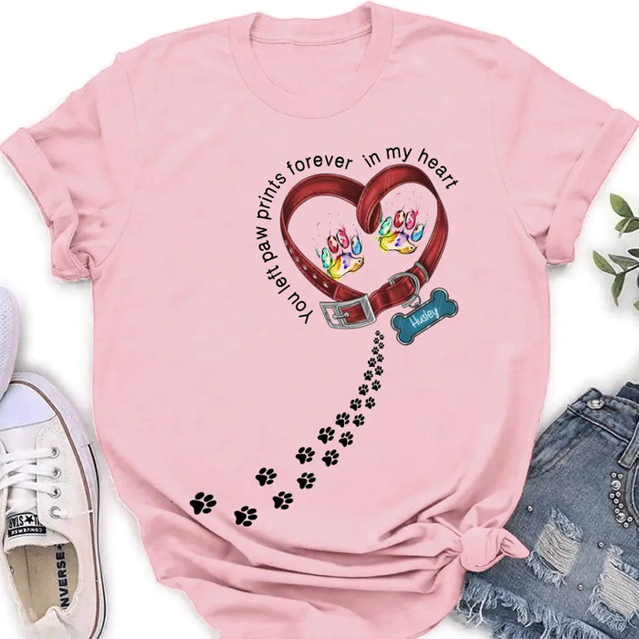 Personalized Dog Collar Rainbow Shirt/Hoodie - Gift Idea For Dog Lover/Mother's Day/Father's Day - You Left Paw Prints Forever In My Heart