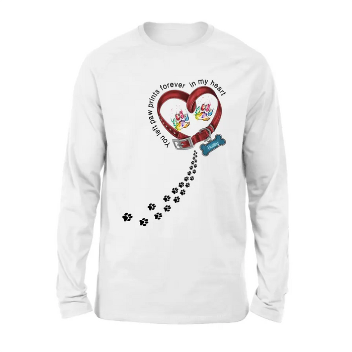 Personalized Dog Collar Rainbow Shirt/Hoodie - Gift Idea For Dog Lover/Mother's Day/Father's Day - You Left Paw Prints Forever In My Heart