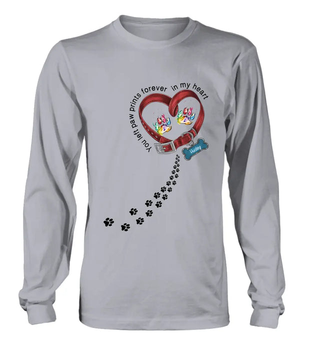 Personalized Dog Collar Rainbow Shirt/Hoodie - Gift Idea For Dog Lover/Mother's Day/Father's Day - You Left Paw Prints Forever In My Heart