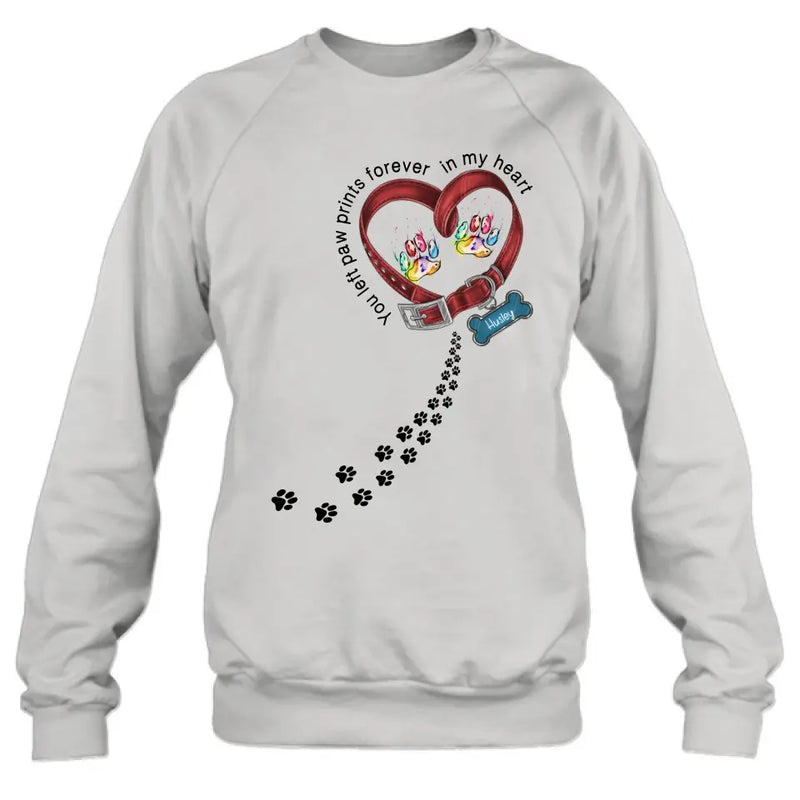 Personalized Dog Collar Rainbow Shirt/Hoodie - Gift Idea For Dog Lover/Mother's Day/Father's Day - You Left Paw Prints Forever In My Heart