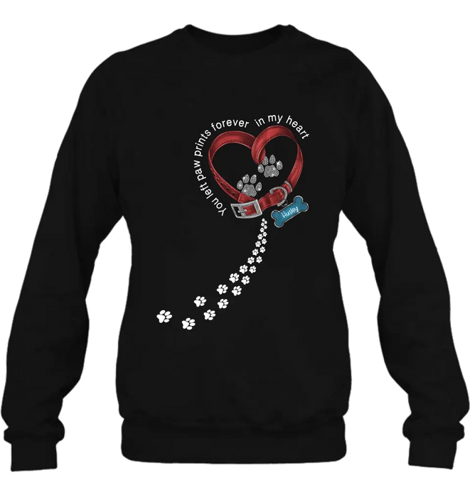 Personalized Dog Paw Prints T-shirt/Hoodie - Memorial Gift Idea For Dog Lover/Father's Day/Mother's Day - You Left Paw Prints Forever In My Heart