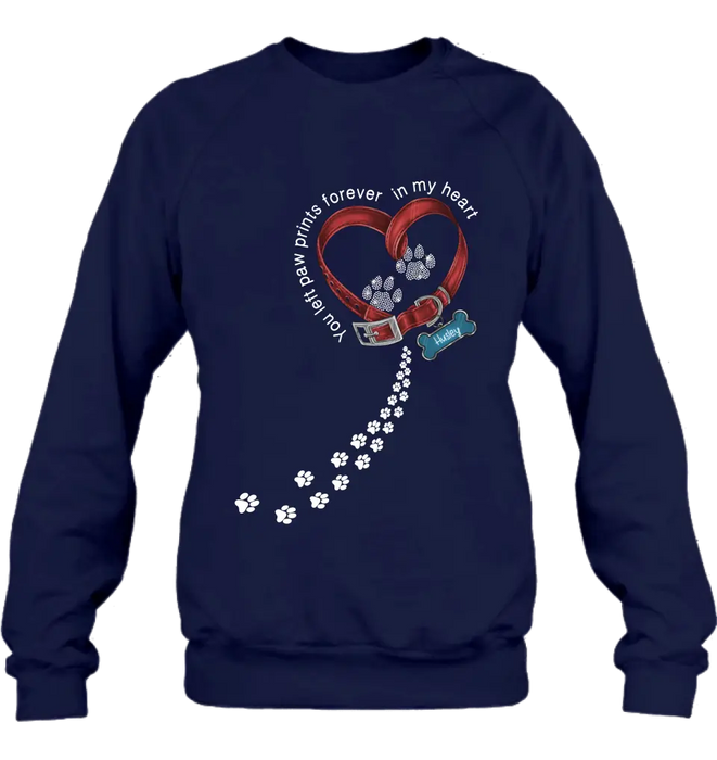 Personalized Dog Paw Prints T-shirt/Hoodie - Memorial Gift Idea For Dog Lover/Father's Day/Mother's Day - You Left Paw Prints Forever In My Heart