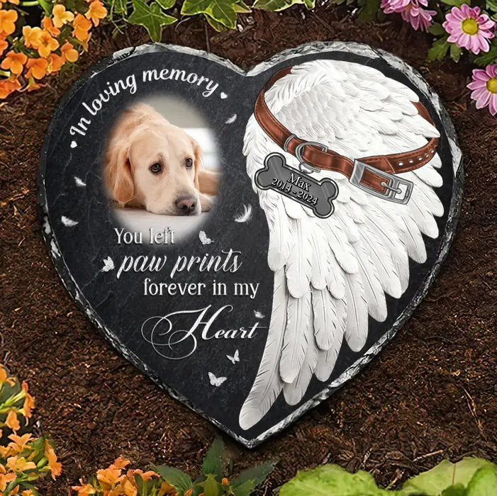 Personalized Memorial Photo Heart Lithograph - Memorial Gift Idea for Dog Owners - You Left Paw Prints Forever In My Heart