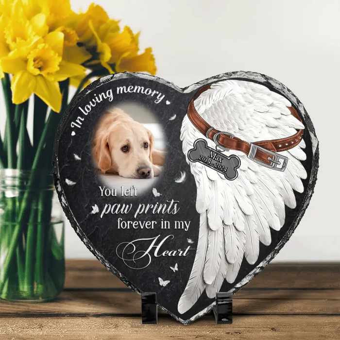 Personalized Memorial Photo Heart Lithograph - Memorial Gift Idea for Dog Owners - You Left Paw Prints Forever In My Heart