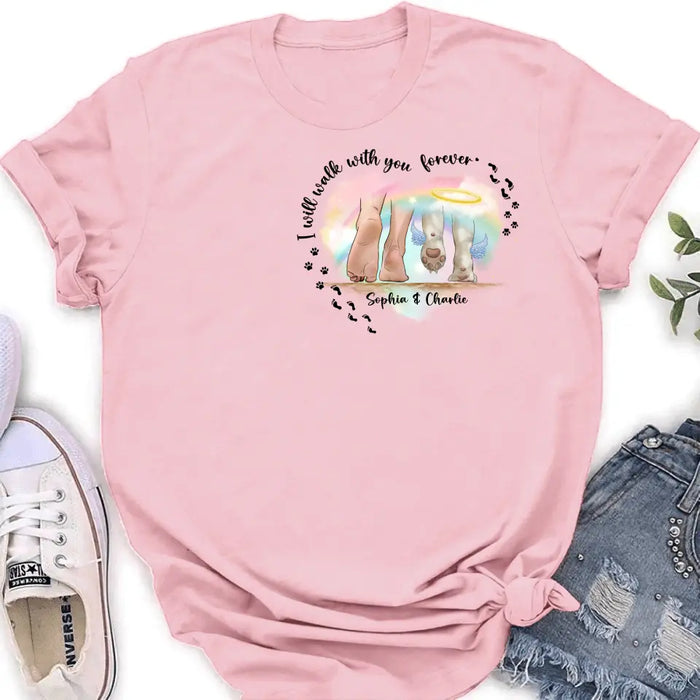 Personalized Memorial Dog T-shirt/Hoodie - Gift Idea For Dog Lover/Mother's Day/Father's Day - I Will Walk With You Forever