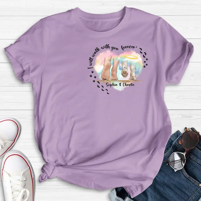 Personalized Memorial Dog T-shirt/Hoodie - Gift Idea For Dog Lover/Mother's Day/Father's Day - I Will Walk With You Forever