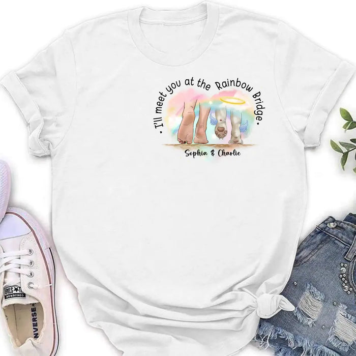 Personalized Memorial Dog T-shirt/Hoodie - Gift Idea For Dog Lover/Mother's Day/Father's Day - I'll Meet You At The Rainbow Bridge