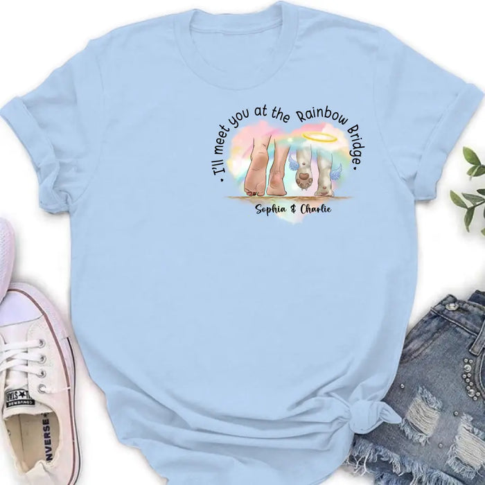 Personalized Memorial Dog T-shirt/Hoodie - Gift Idea For Dog Lover/Mother's Day/Father's Day - I'll Meet You At The Rainbow Bridge