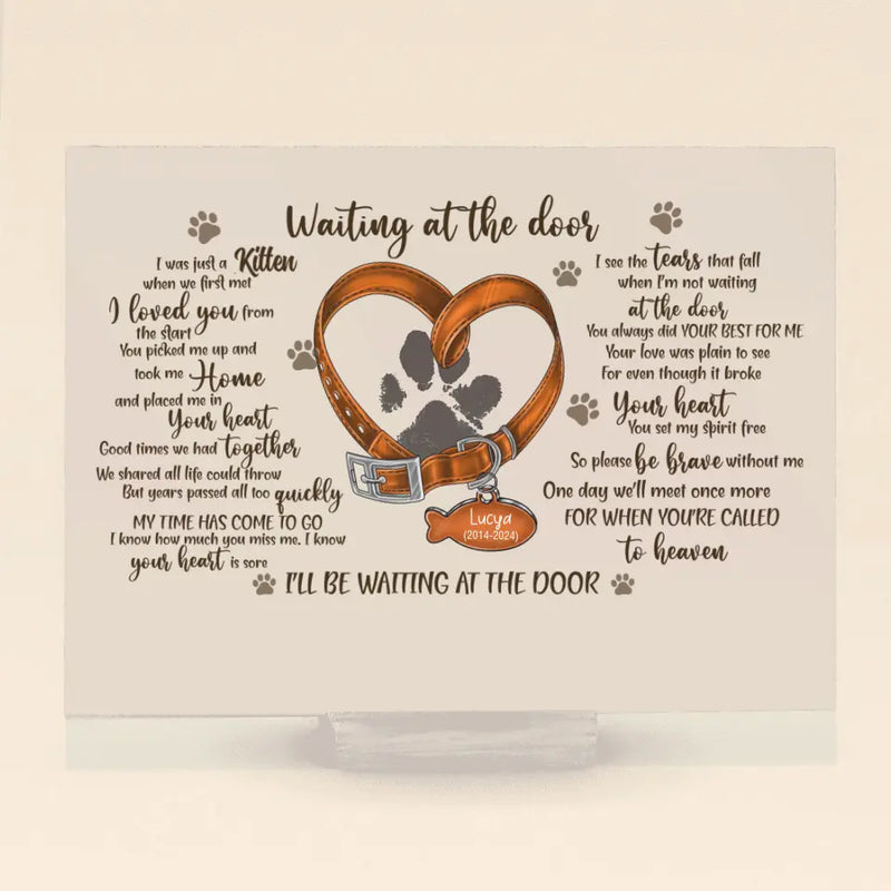 Personalized Memorial Cat Pawprints Acrylic Plaque - Gift Idea For Cat Lover - I Was Just A Kitten