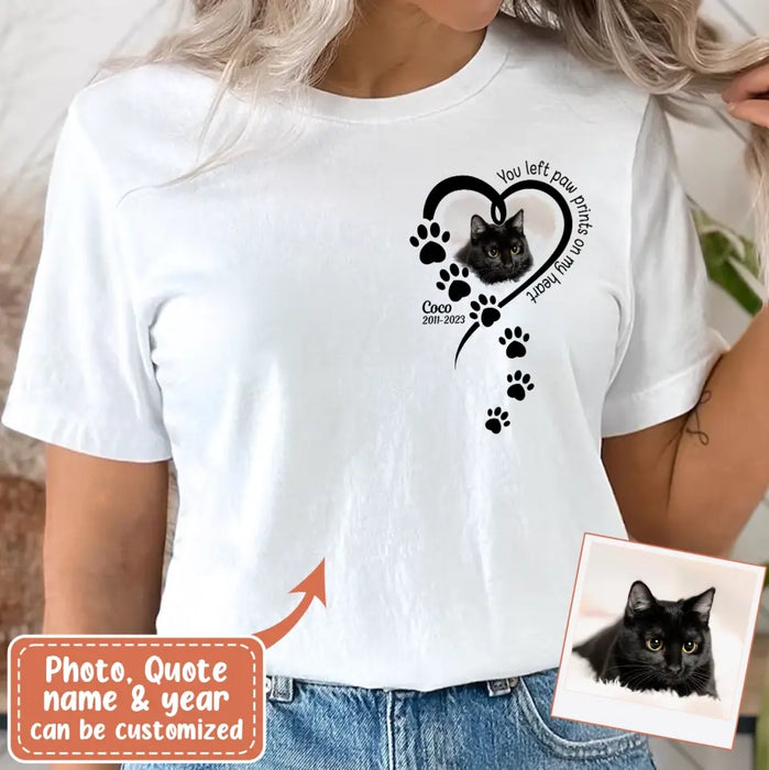 Personalized Memorial Cat T-shirt/Hoodie - Gift Idea For Cat Lover/Mother's Day/Father's Day - You Left Paw Prints On My Heart