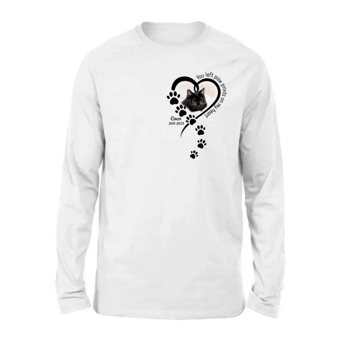 Personalized Memorial Cat T-shirt/Hoodie - Gift Idea For Cat Lover/Mother's Day/Father's Day - You Left Paw Prints On My Heart