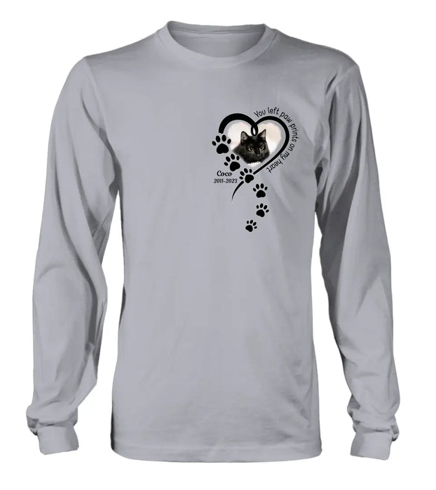 Personalized Memorial Cat T-shirt/Hoodie - Gift Idea For Cat Lover/Mother's Day/Father's Day - You Left Paw Prints On My Heart