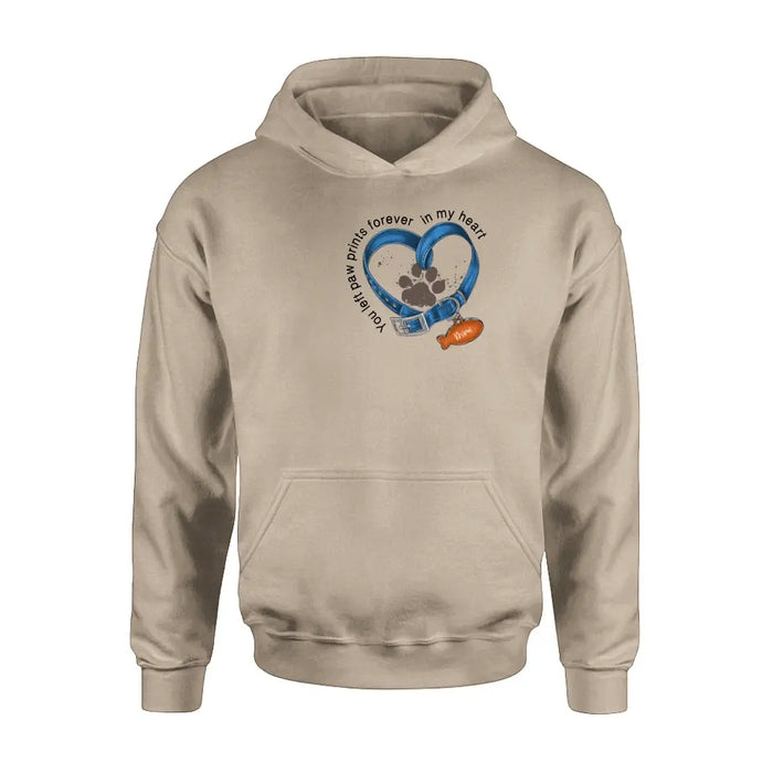 Personalized Memorial Paw Prints Cat Collar T-shirt/Hoodie - Gift Idea For Cat Lover/Mother's Day/Father's Day - You Left Paw Prints Forever In My Heart
